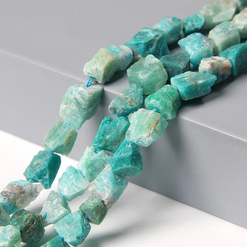 

7-11MM Raw Amazonite Stone Beads Irregular Original Nugget Bead Semi-precious Minerals Stones Beaded For Jewelry Making Handmade