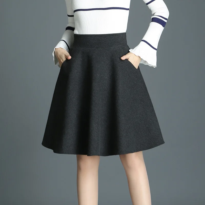 Осень зима 2020 Новое поступление шерстяная юбка А силуэта Корейская версия
