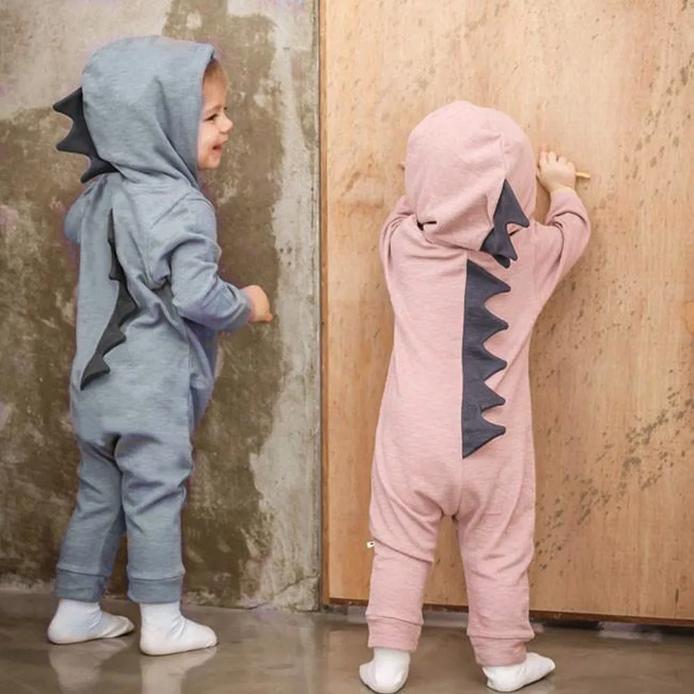 2020 fashion baby girl clothes solid romper dinosaur hooded jumpsuit boy 3/18M для новорожденных t5 | Детская одежда и