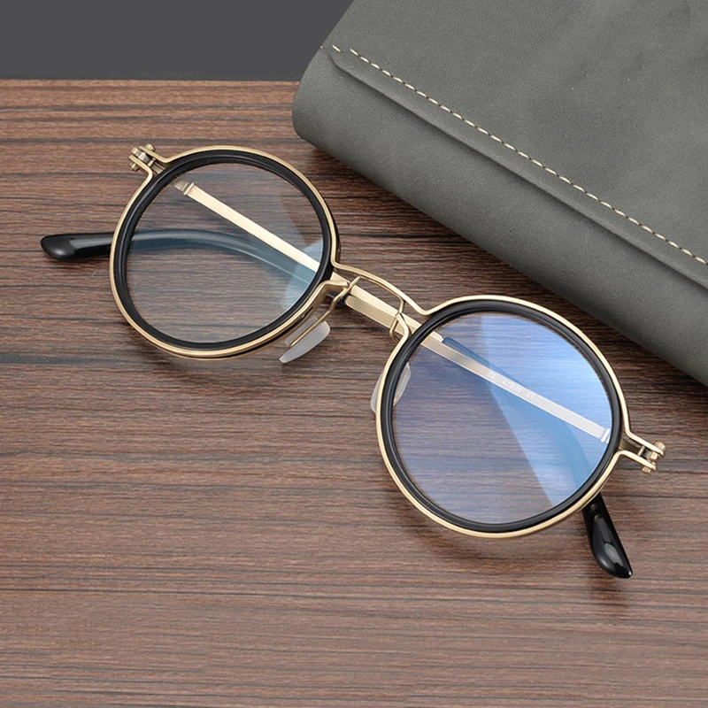 

Винтажные круглые титановые очки ручной работы для мужчин и женщин, оптические очки по рецепту для близорукости, 2021, круглые очки в стиле ре...