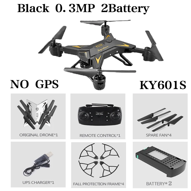 Black 0.3MP 2B Новое поступление Дрон с GPS Квадрокоптер 2000 метров расстояние управления RC вертолет Дрон с 5G 4K HD камера складной KY601G KY601S - Цвет: Black 0.3MP 2B