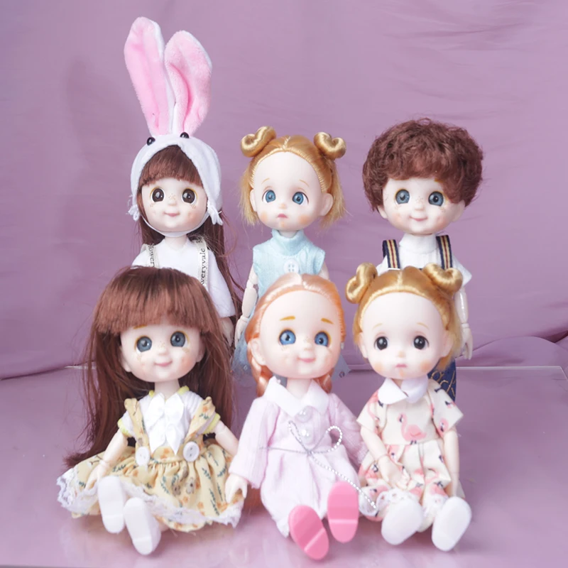 Blue Eyes 16cm BJD Doll 13 Moveable Joint Dolls Gray Little Girl Muilt-type Dress Make Up Toy Girls Gift |