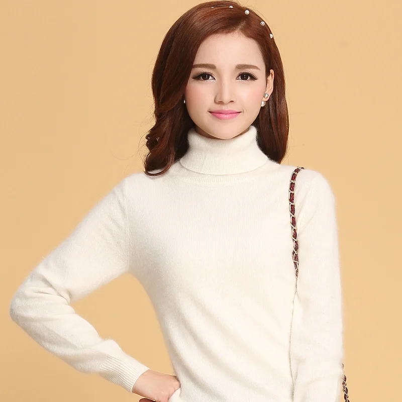 

Women Sweater 100%Wool and Cashmere Knitted Winter Turtleneck Warm Tops for Ladies Pullvoer Hot Sale Cashmere clothes Jumper