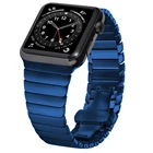 Ремешок из нержавеющей стали для apple watch band series 6 5 4 se 44 мм 40 мм, синий звеньевой браслет для iwatch band series 3 2 1 42 мм 38 мм