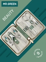 mr green manicure set pedicure sets nail clipper stainless steel professional nail cutter tools with travel case kit