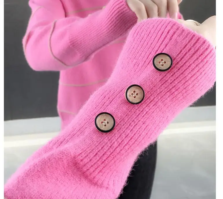 

2020 Women in spring and autumn winter with New style fashion Long sleeve High collar Set head Sweater coat