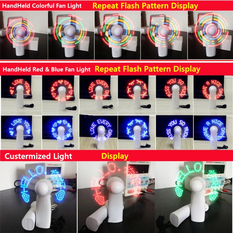 

Romantic Express Love Spot Character Flashing Fan Light Customized Business ADs Light Change Word Handheld Led Small Fan Light