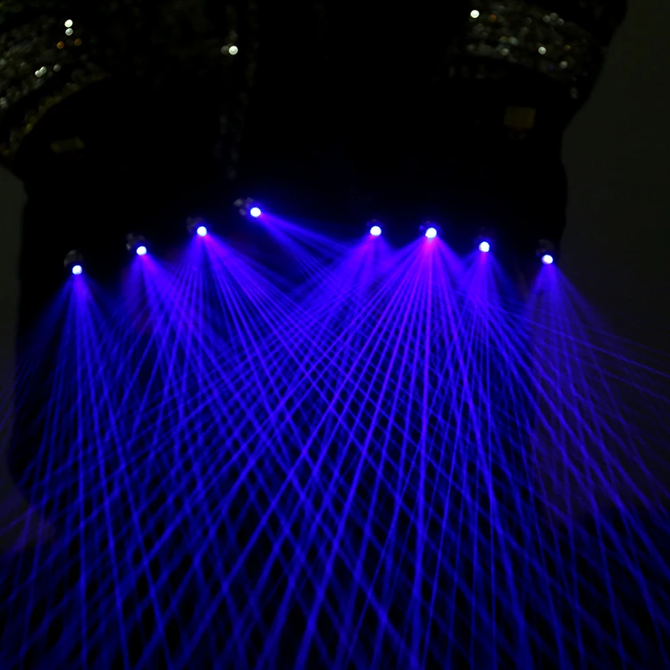 Светящиеся перчатки для музыкального фестиваля синие и фиолетовые лазерные