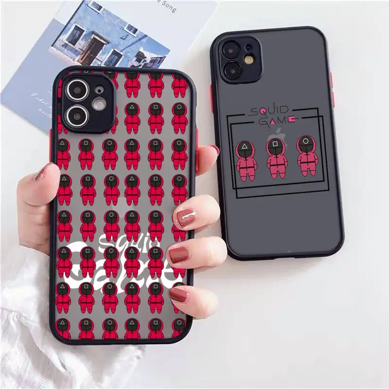 

Squid Game 456 Round Six Phone Case For iPhone 12 11 Mini Pro XR XS Max 7 8 Plus X Matte transparent Back Cover