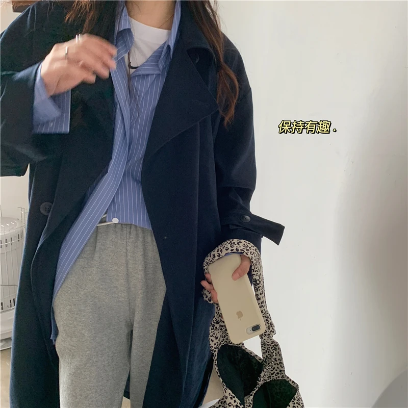 Тренчкот женский двубортный с поясом модная брендовая Длинная коричневая