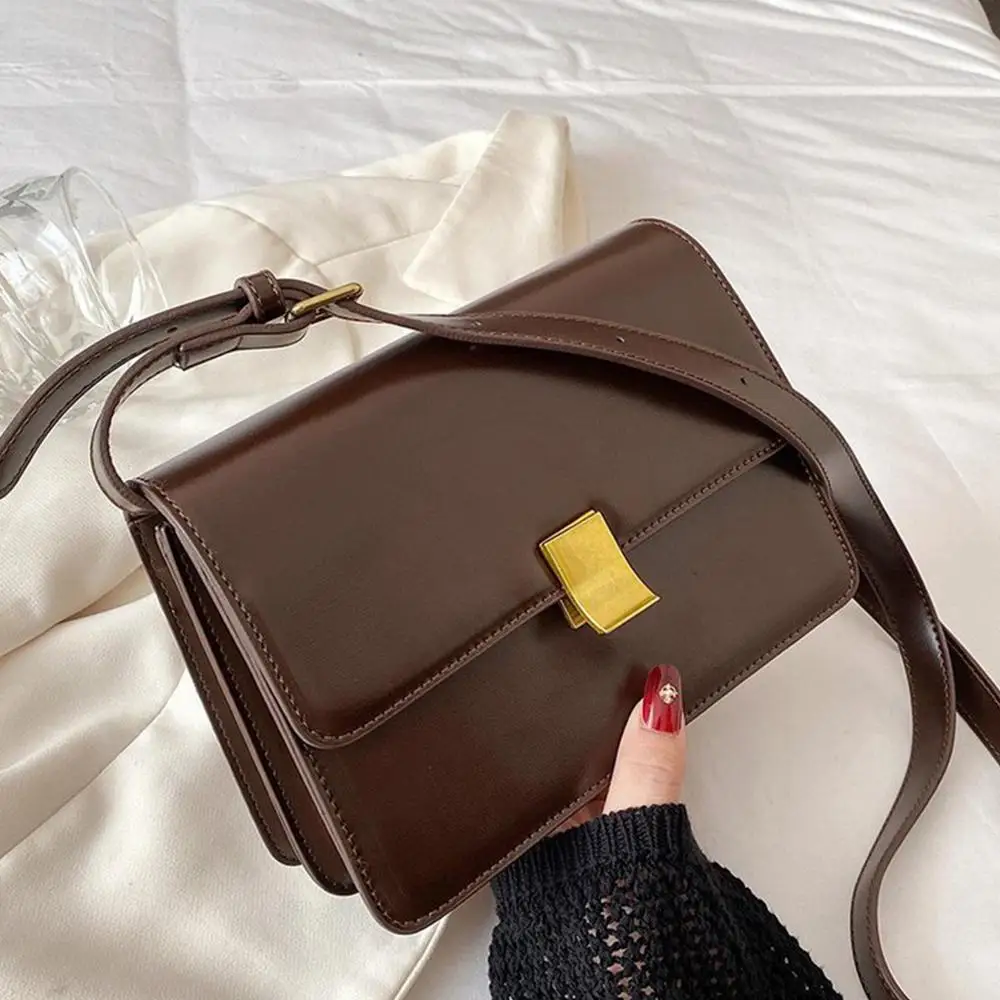 

Женская сумка через плечо, однотонная кожаная сумка-мессенджер, Женская Высококачественная сумка на плечо с клапаном, сумка и кошелек, женс...