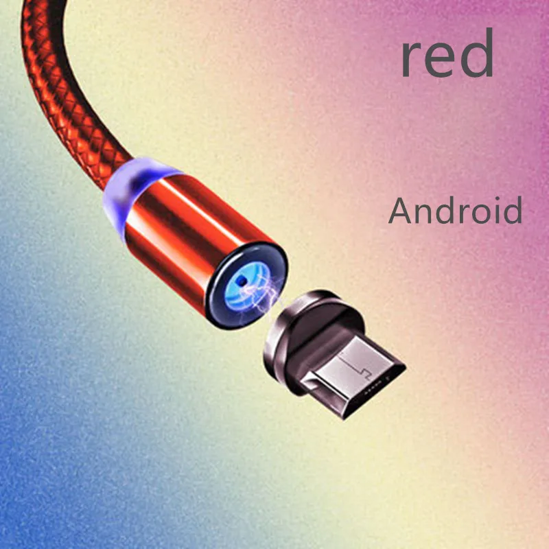 red Android Магнитный кабель USB для быстрой зарядки кабель usb type C Магнитный кабель для зарядки данных Micro USB кабель для мобильного телефона USB шнур - Цвет: red Android