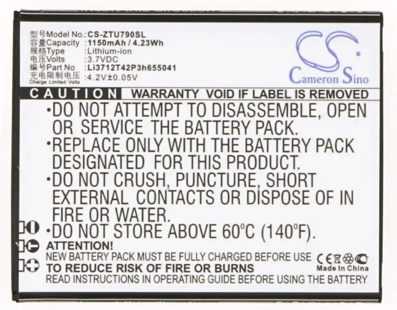 Cameron sino 1150 мАч батарея для zte Blade C310 L530G Li3712T42P3h655041 мобильный, Смартфон батарея