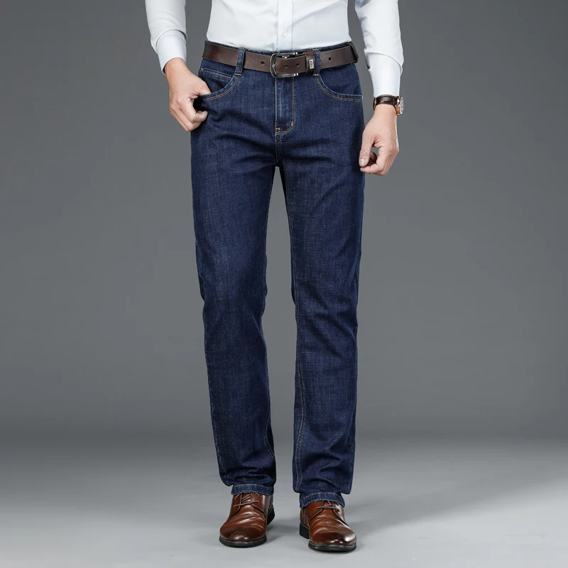 2021 осенние брендовые облегающие прямые Стрейчевые джинсы Классические деловые
