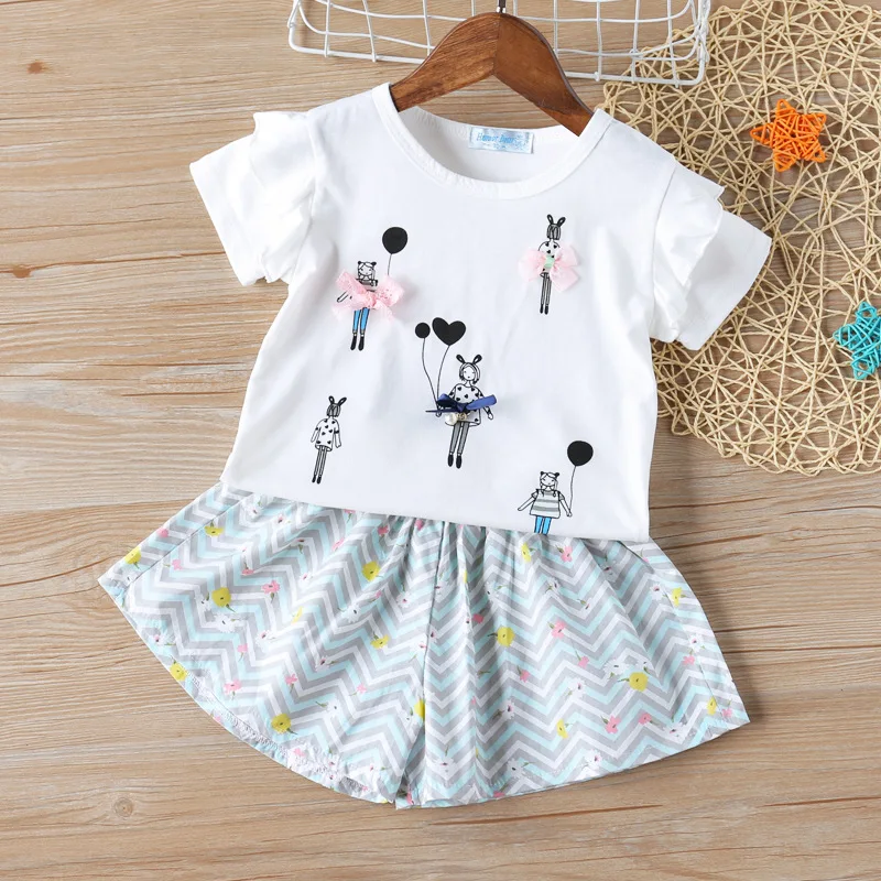 Новинка одежда для девочек костюм летняя футболка с коротким рукавом и шорты из