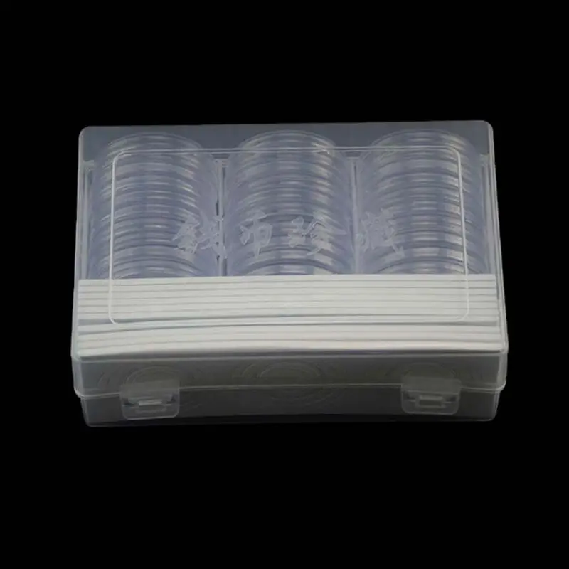 30Pcs Round 46mm Direct Fit Airtight Coin Capsules Holder Display Collection Case Storage Box With 16/20/25/27/30/38mm Pad Rings | Дом и сад