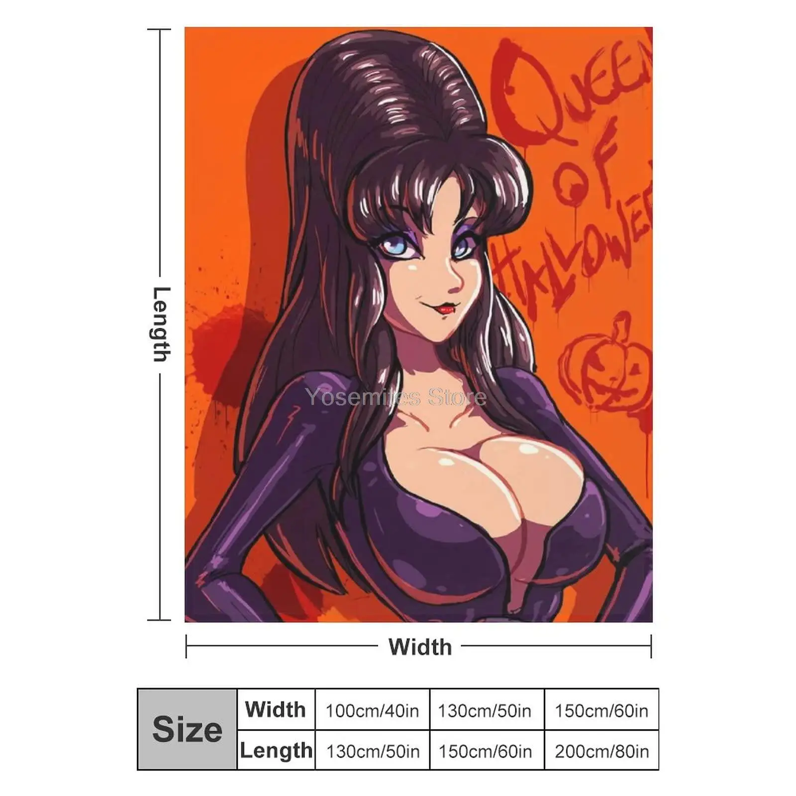 Rnnwosio Elvira Mistress of Dark Super Soft Anti-Swelling Blanket Japanese Animation Art Warm and Comfortable Home Decoration Gi | Дом и сад