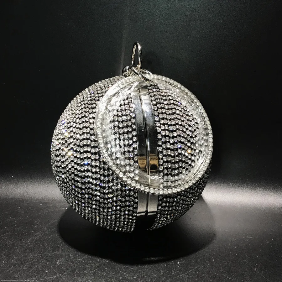

Women Bags 2020 White Crystal Black Handbags Designer Diamond Spherical Ladies Party Prom Clutches Purses Mini Shoulder Purses