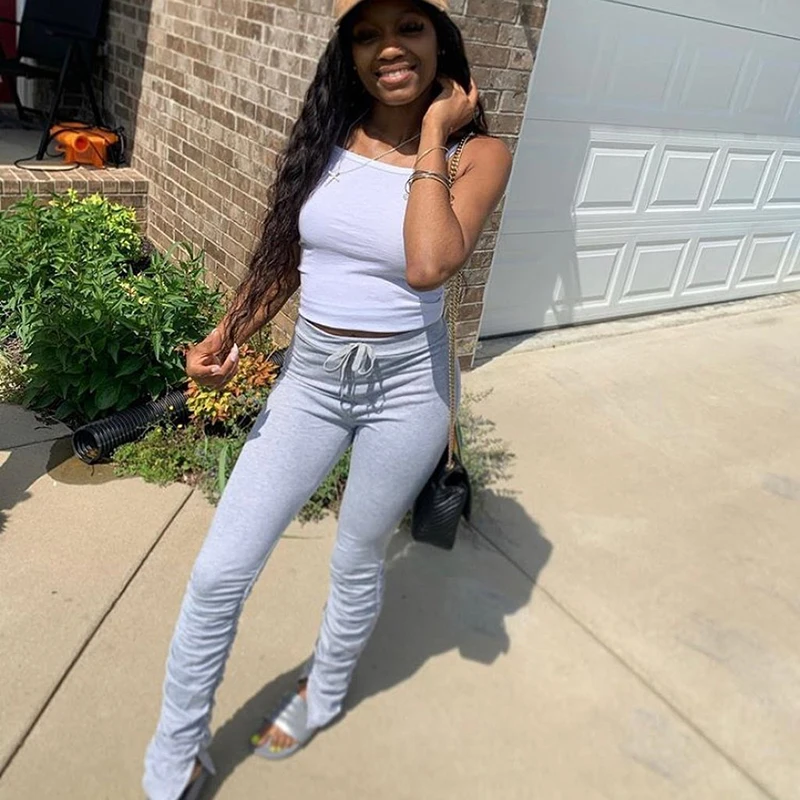 Брюки-клеш с рюшами многослойные тренировочные штаны завышенной талией на