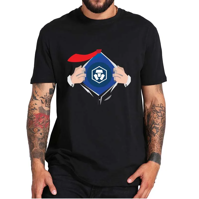 

CRO Crypto Superhero Image Classic T-Shirt Crypto.com Coin Essential Trending Casual Unisex Tee Tops 100% Cotton