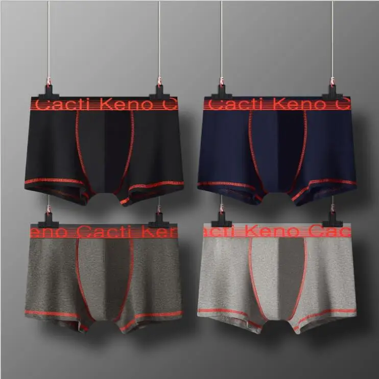 

4 PCS Men underwear Sexy Underpants Breathable Comfort Cotton Boxers M-5XL Extra Large High Elasticity Cacti Keno