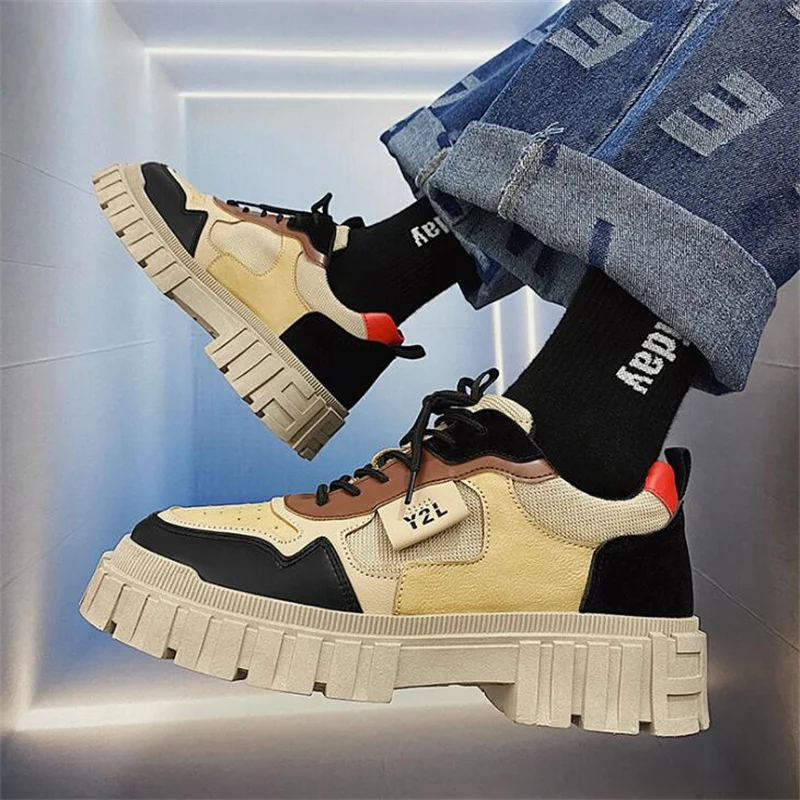 

Trendy men's shoes Thick soled sports casual shoes Men's Retro dad shoes and trendy small leather shoes men's travel shoes