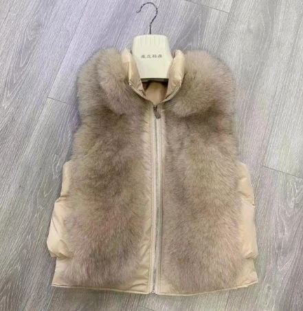 khaki QIUCHEN PJ19081 Новое поступление натуральный Лисий мех с натуральной кожи женский зимний пуховик модная модель Лидер продаж - Цвет: khaki
