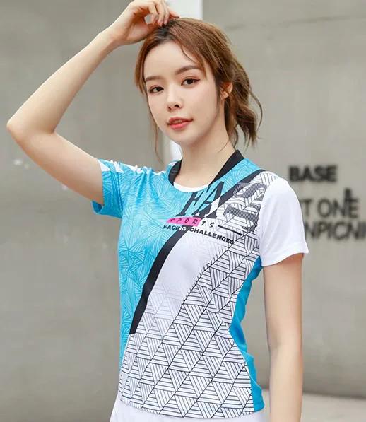Women Tennis Shirt, Girls Badminton T Shirt, Female Table Tennis Jerseys Gym Clothes, Polyester Ms Badminton Clothing Sportswear