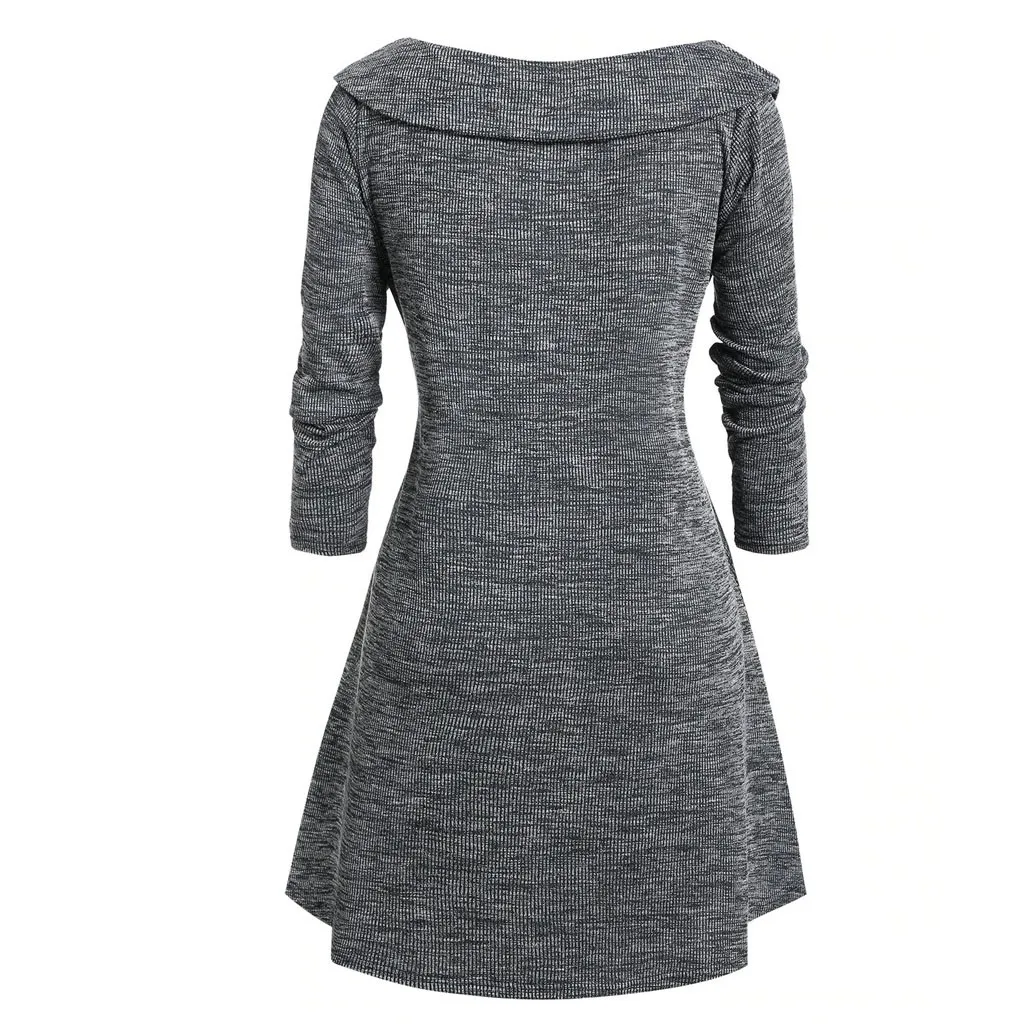 Размера плюс Длинная блузка с запахом и V-образным вырезом повседневный зимний