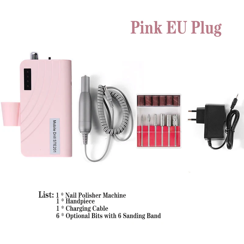 Электрический набор сверл для ногтей 3000 об/мин портативная машинка полировки