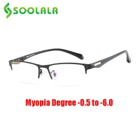 soolala mens semi rimless myopia glasses prescription computer optical frames eyewear 0 5 1 0 1 5 2 0 to 4 5 5 0 5 5 6 0