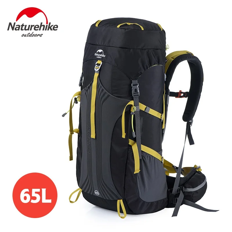 Naturehike Заводской магазин 45л 55Л 65л Открытый Дорожный Рюкзак Профессиональная походная сумка с подвесной системой походные рюкзаки рюкзак - Цвет: 65L Black