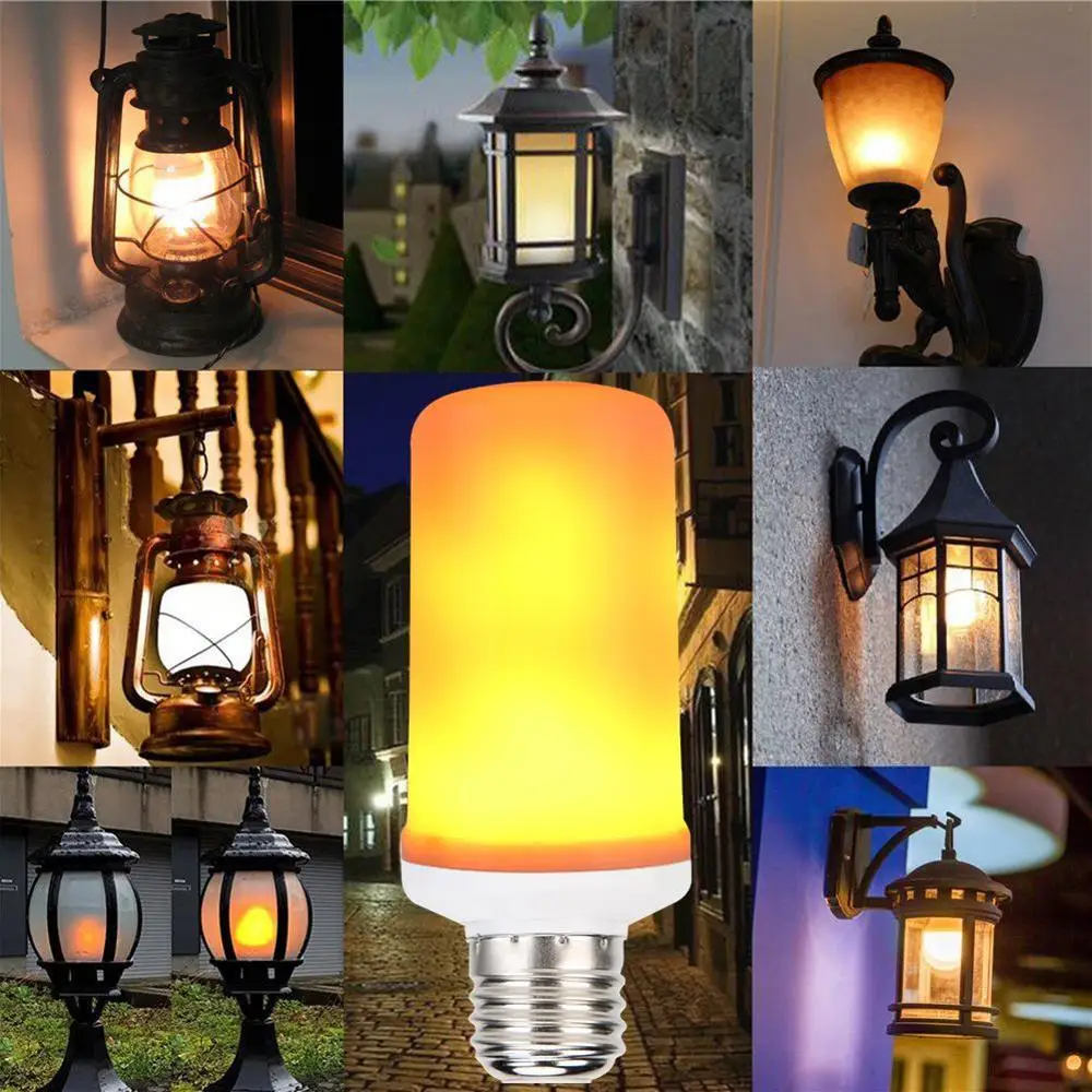 

E27 Flame Effect Light Bulb Yellow/Blue Emulation Flickering Fire Lamp Bulb 12W LED Corn Light For Home Party Decorative lamp