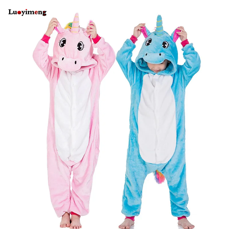 Kigurumi Onesie/Детские пижамы с единорогом, детское одеяло для животных, зимние пижамы для девочек, костюмы единорога