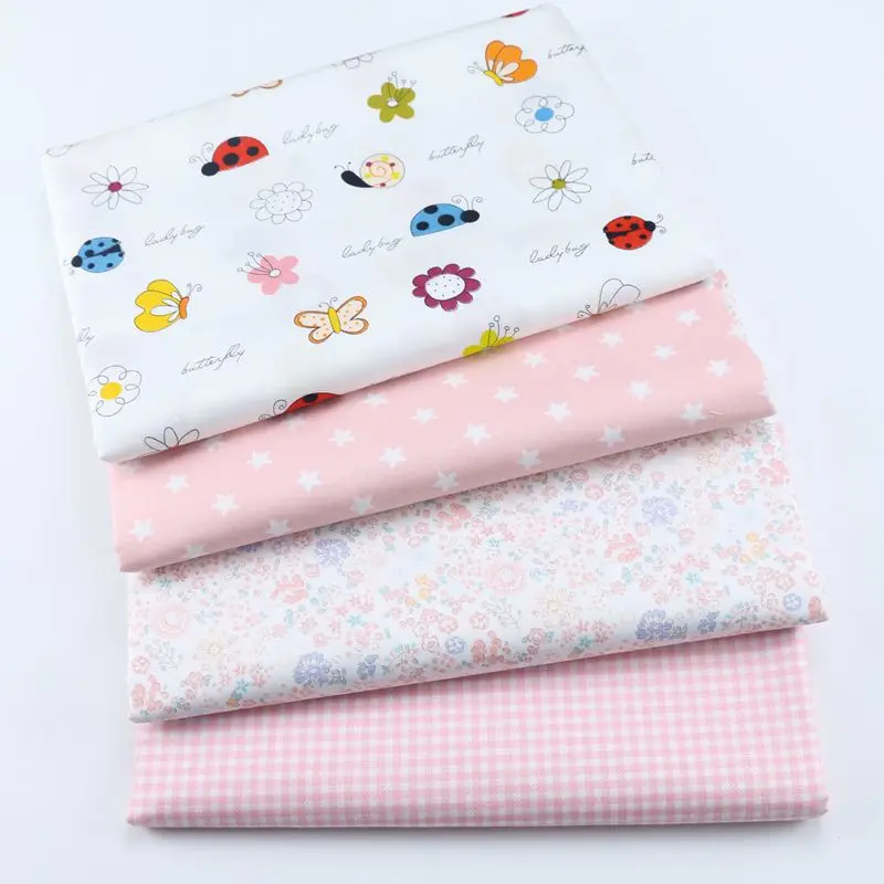 Детская хлопковая ткань саржевая замшевая с рисунком бабочек из мультфильмов