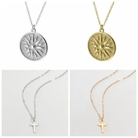 925 silver chainr gold coins and cross pendant necklace for women fine charm clavicle chain 2021 fashion rock party jewelry