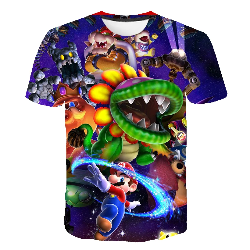 

4 To 14 Y Kids Games Super Mario-Bros Luigi Tshirts Baby Boys T Shirt Kids Clothes Children Clothing Short Sleeve Girls Tops Tee