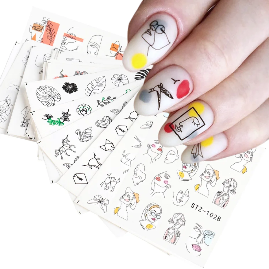 16 шт. стикер s для ногтей абстрактное изображение женщины лицо вода слайдеры