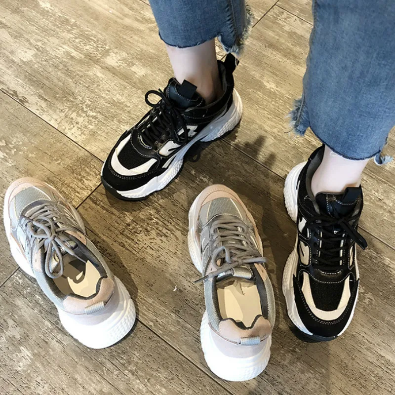 Женские кроссовки на платформе повседневные дышащие массивной подошве