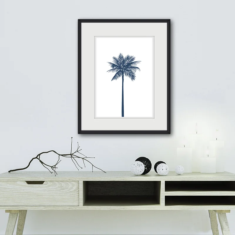 Настенная Картина на холсте темно-синяя Пальма плакат и принты Скандинавская