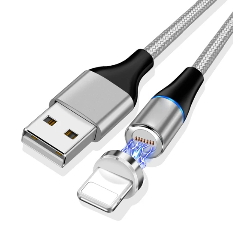 Silver ios Cable 1 м 2 м 3 а быстрый Магнитный зарядный кабель с 360 вращением круглые USB кабели для samsung Galaxy S9/S9 Plus/S10/S10e/S10Plus - Цвет: Silver ios Cable
