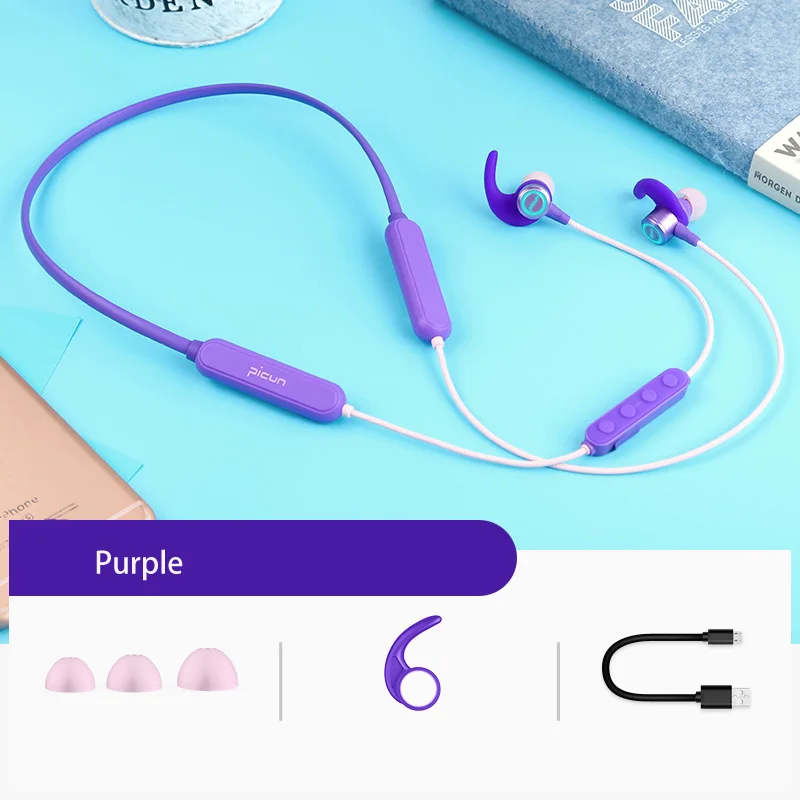 Фиолетовый Bluetooth наушники IPX5 Водонепроницаемый для занятий спортом пробежки