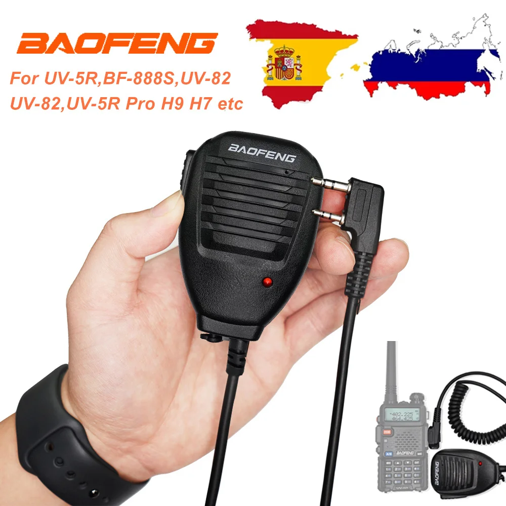 best walkie talkie baofeng speaker mic handheld ptt microphone for kenwood wouxun 2 way radio uv 5r uv 82 bf 888s etc accessorie free global shipping