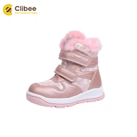 clibee boy girl winter autumn pu leather snow boots kids mid calf ankle boots martin boots for kids toddler children outdoor