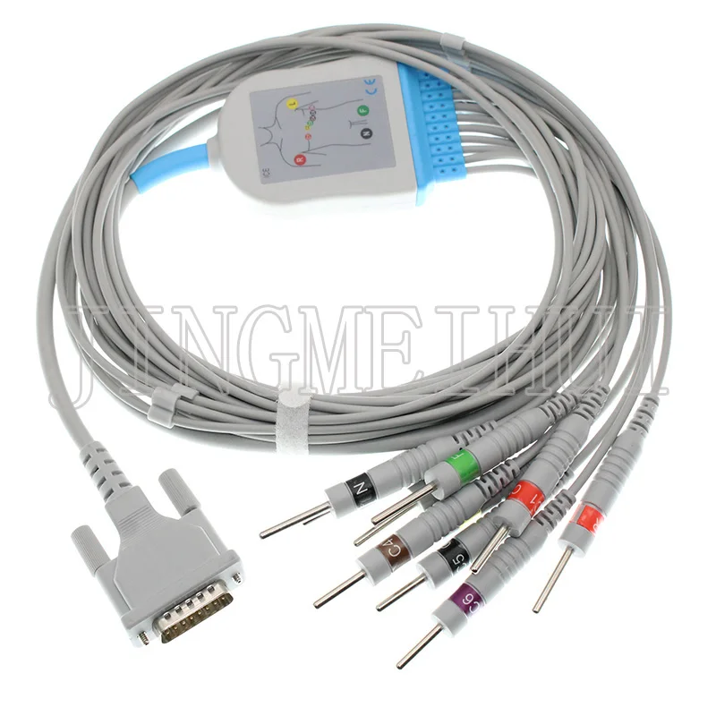 Совместимый с Schiller AT1/2/4 Biomedica P80 Mortara ELI 250 150 ECG EKG 10-Lead cable 10kohm Resistance IEC или AHA 3m. |
