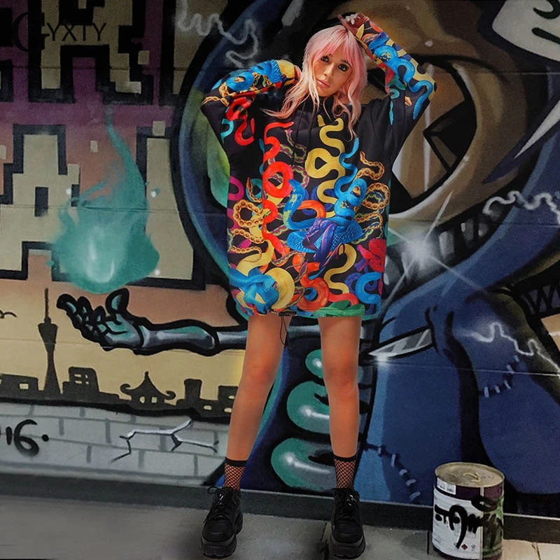 GBYXTY sudadera mujer Harajuku с принтом змеи черные толстовки капюшоном Осень-зима 2019 женские