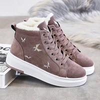 2020 winter women sneakers with fur high top vulcanized shoes warm comfort gym female trainers quality wild walking casual shoes