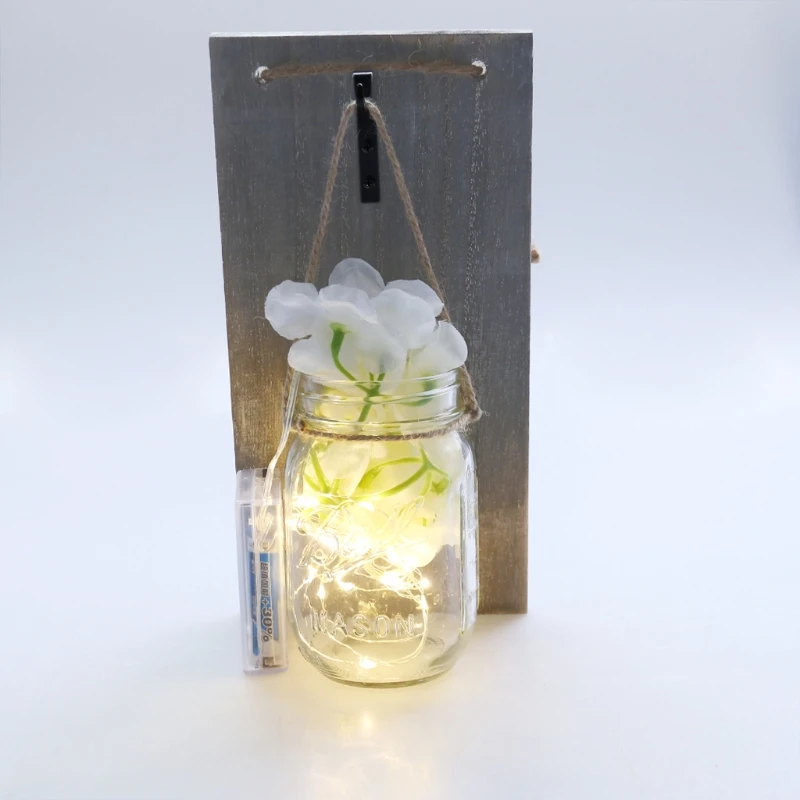 Прозрачная стеклянная банка цветы подвесная деревянная доска настенный