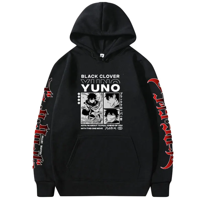 

Japanese Black Clover Anime Graphics Print Hoodie Men Women Fashion Hoodies Autumn Winter Unisex Yuno Grinbellor Sweatshirt Tops