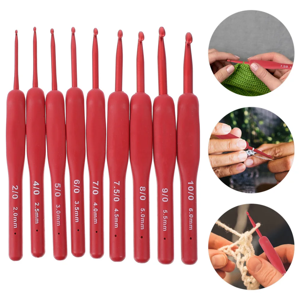 

9pcs Creative Aluminum Crochet Hooks Set with Silicone Handle Knitting Needles